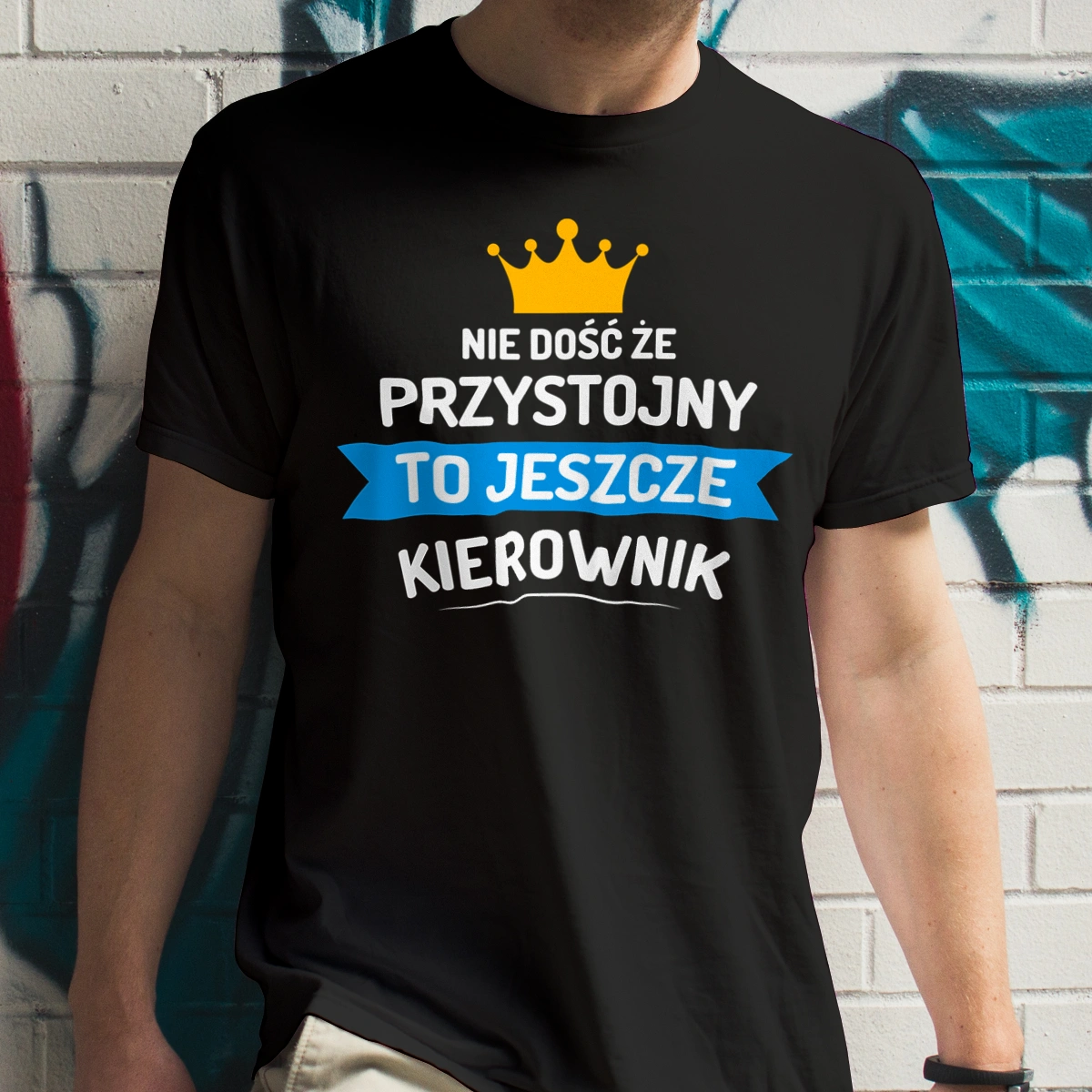 Przystojny Kierownik - Męska Koszulka Czarna