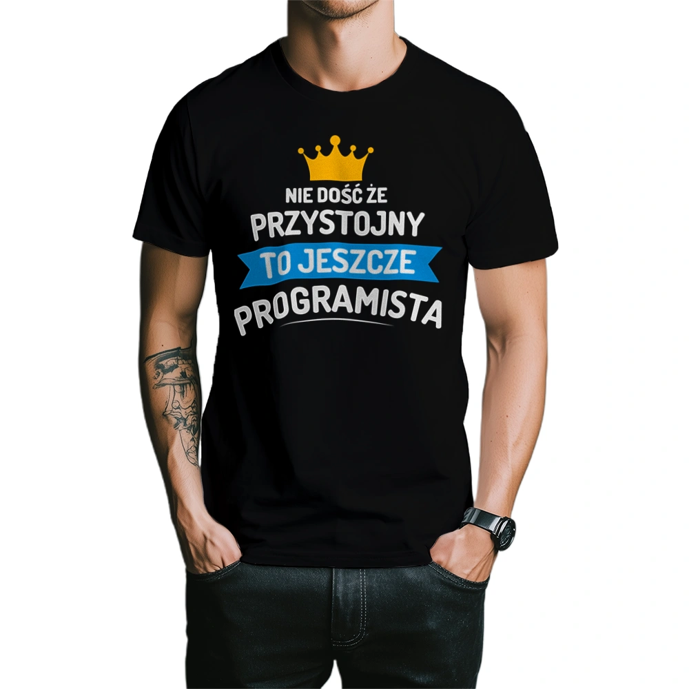 Przystojny Programista - Męska Koszulka Czarna