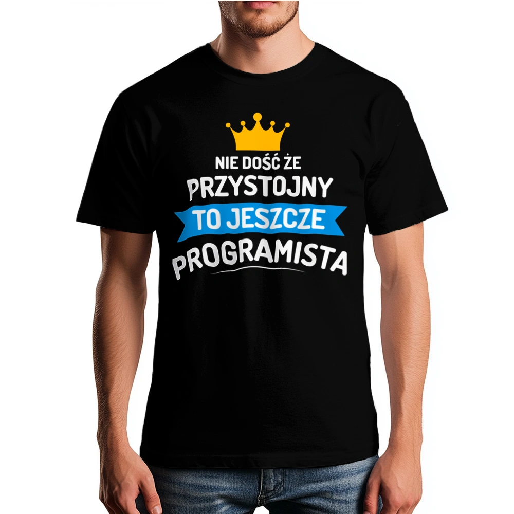 Przystojny Programista - Męska Koszulka Czarna