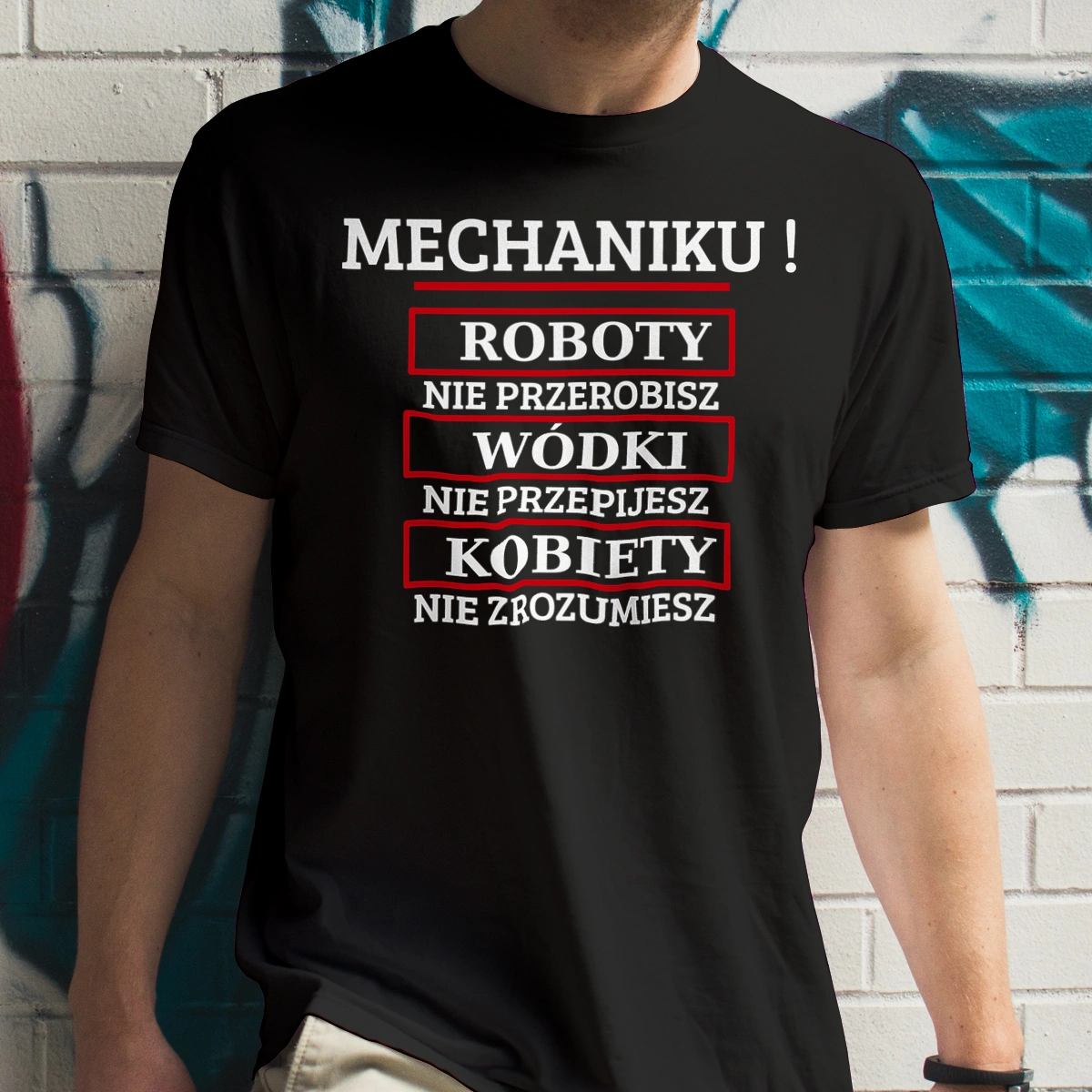 Mechaniku! Roboty Nie Przerobisz! - Męska Koszulka Czarna