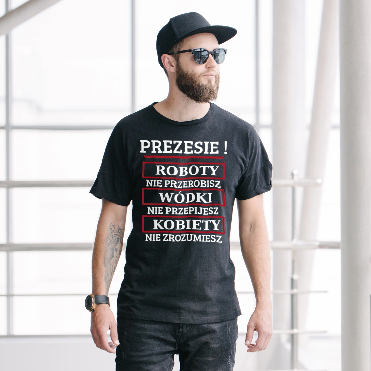 Prezesie! Roboty Nie Przerobisz! - Męska Koszulka Czarna