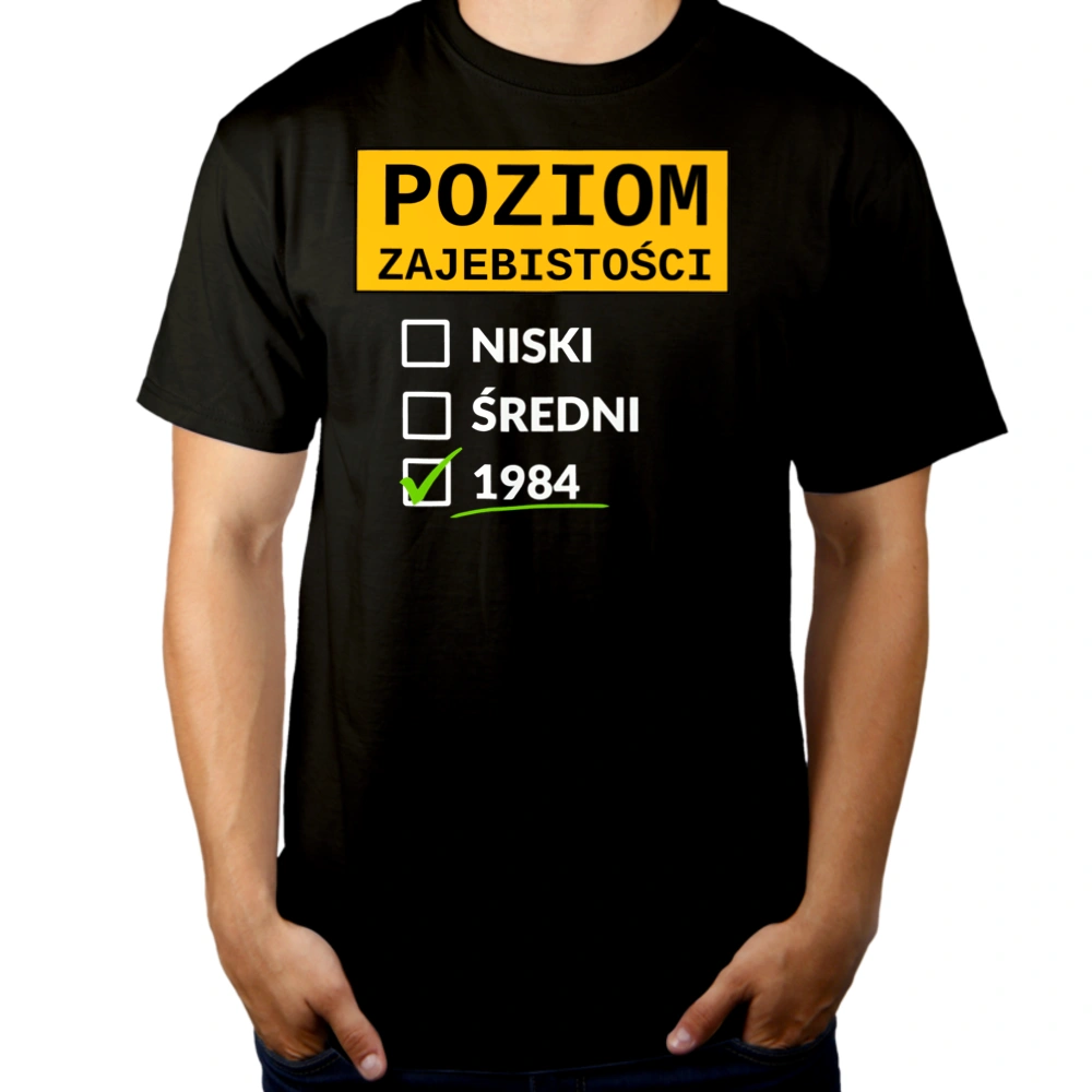 Poziom Za*Ebistości Urodziny 1983 - Męska Koszulka Czarna