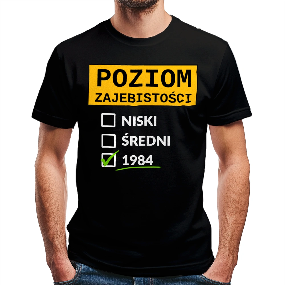 Poziom Za*Ebistości Urodziny 1983 - Męska Koszulka Czarna