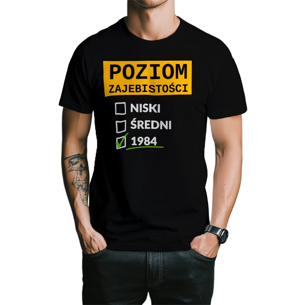 Poziom Za*Ebistości Urodziny 1983 - Męska Koszulka Czarna