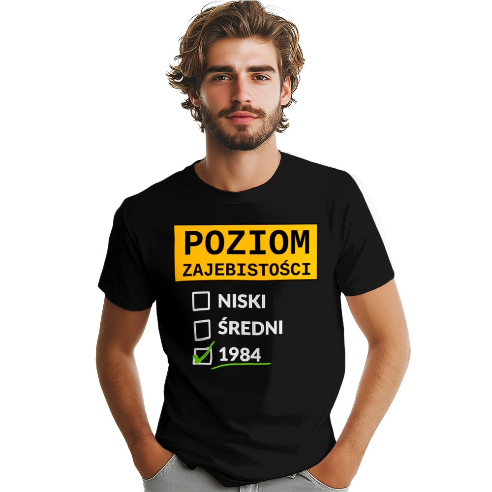 Poziom Za*Ebistości Urodziny 1983 - Męska Koszulka Czarna