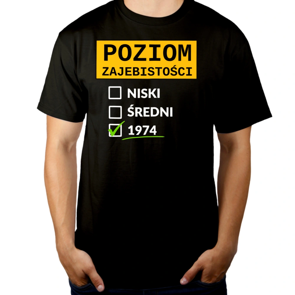 Poziom Za*Ebistości Urodziny 1973 - Męska Koszulka Czarna