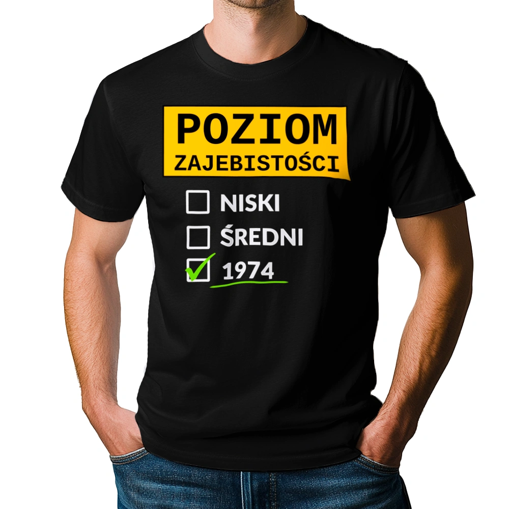 Poziom Za*Ebistości Urodziny 1973 - Męska Koszulka Czarna