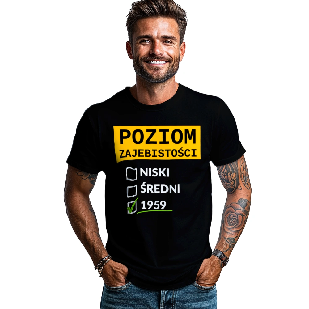 Poziom Za*Ebistości Urodziny 1958 - Męska Koszulka Czarna