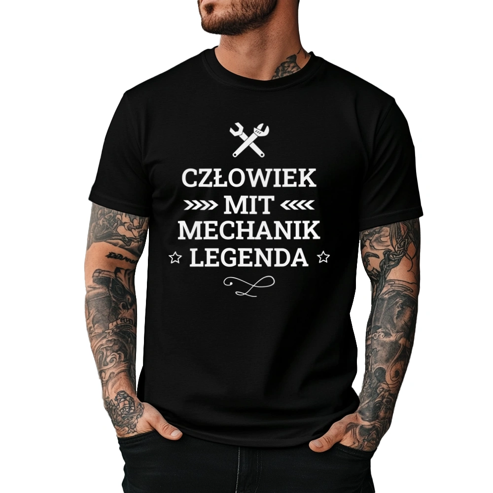 Mechanik Mit Legenda Człowiek - Męska Koszulka Czarna