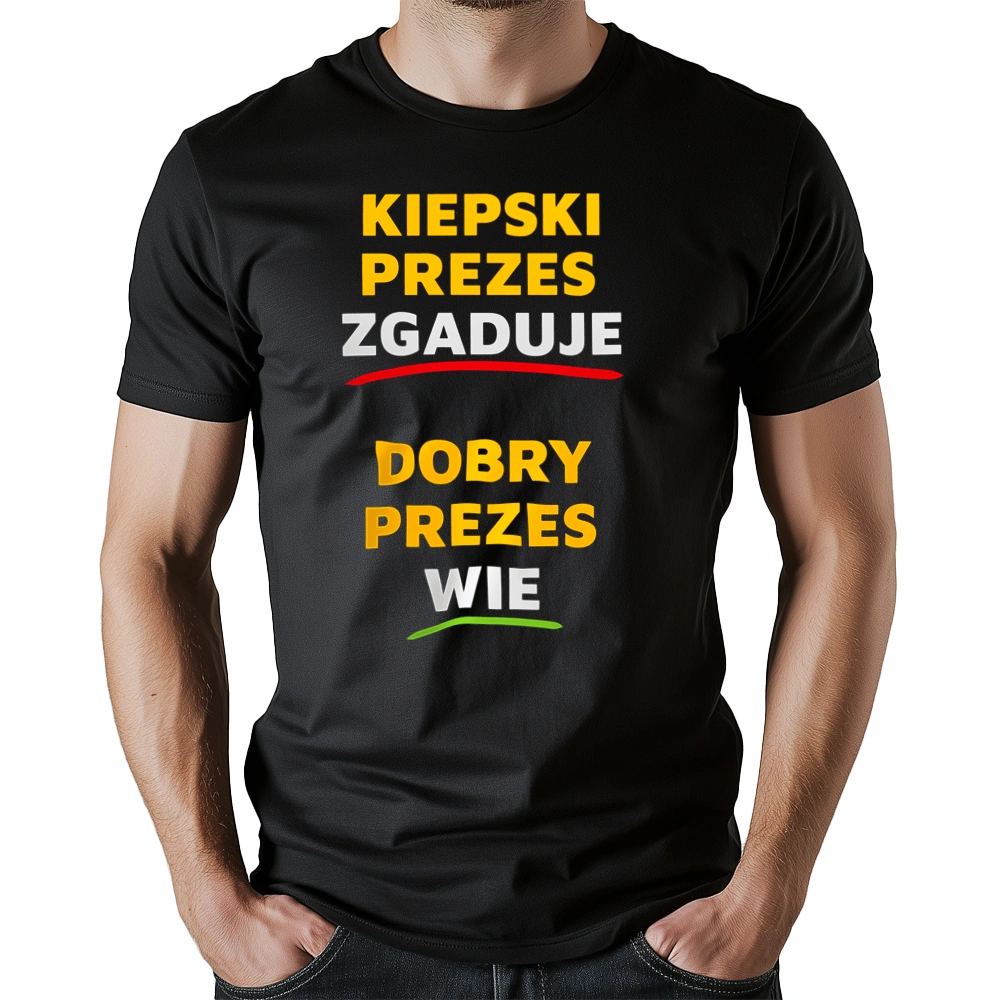 Dobry Prezes Wie A Nie Zgaduje - Męska Koszulka Czarna