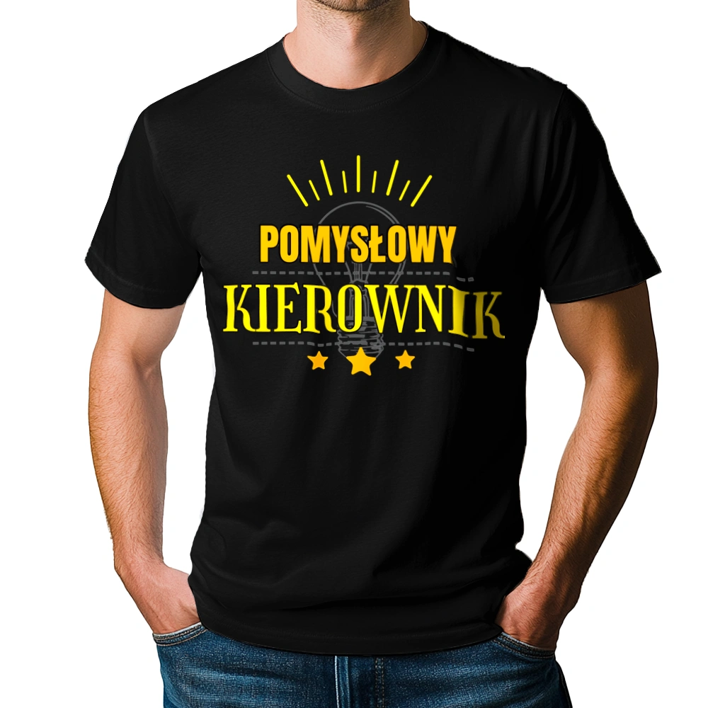 Pomysłowy Kierownik - Męska Koszulka Czarna