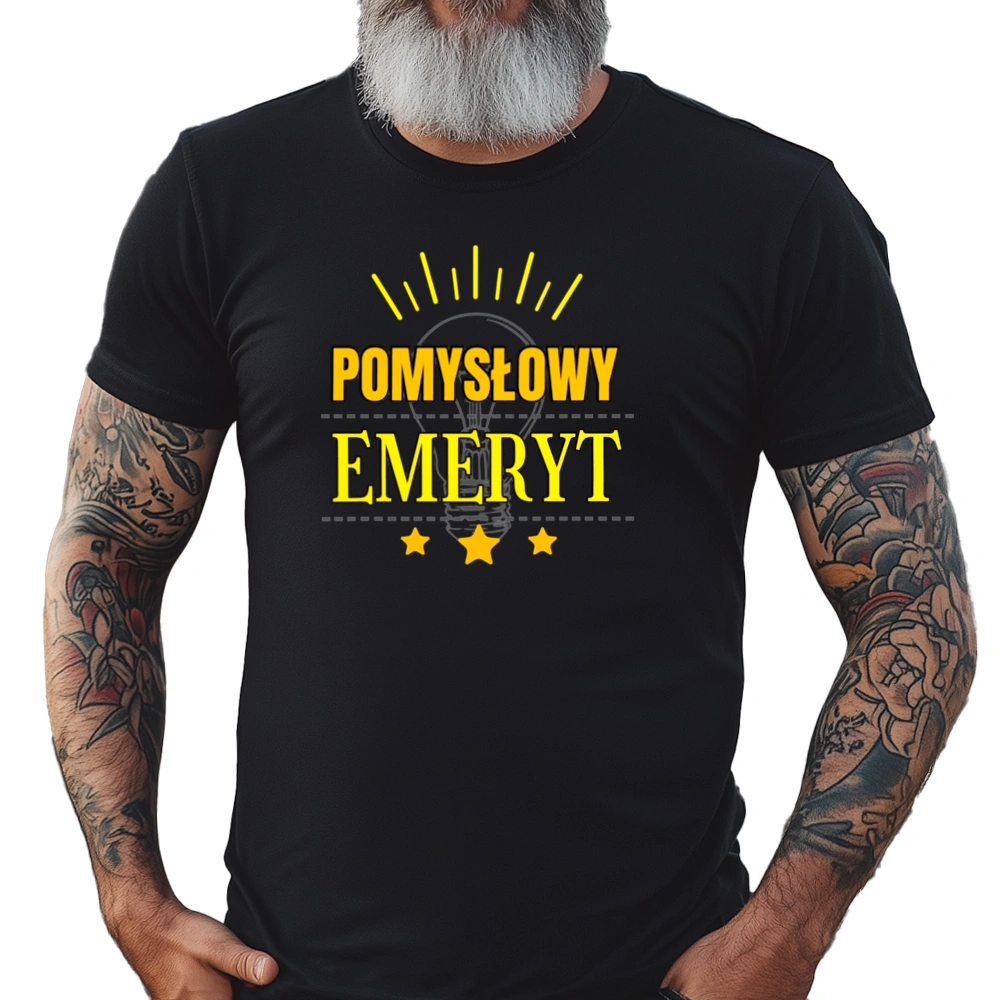 Pomysłowy Emeryt - Męska Koszulka Czarna