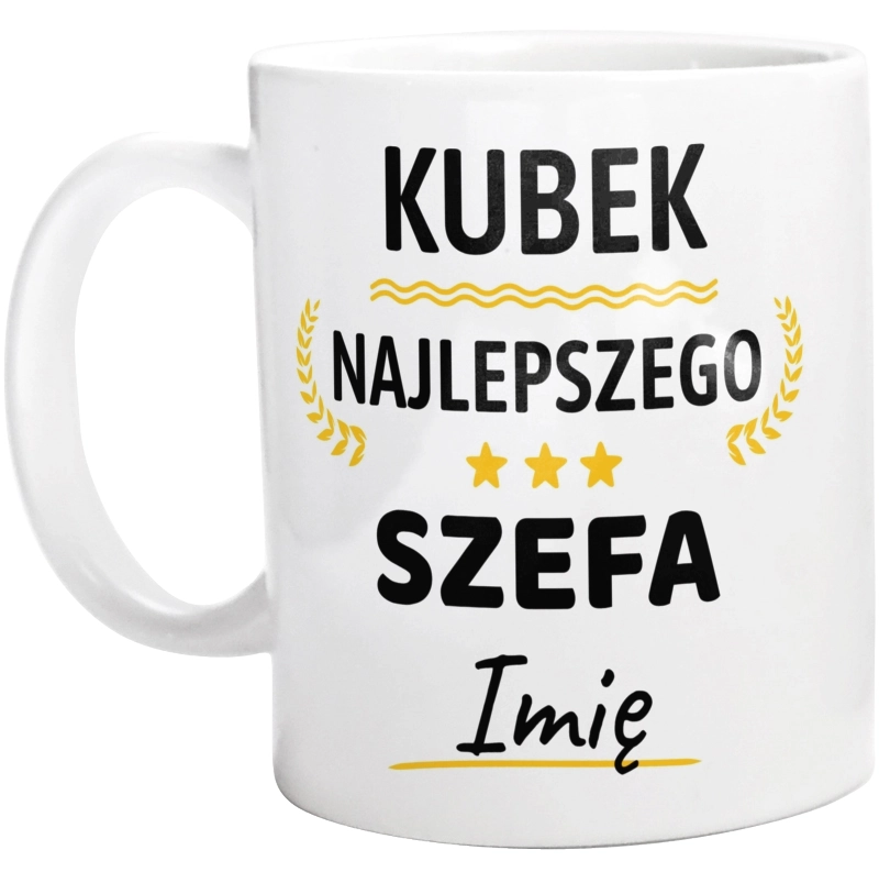 {Modelskind.name_Short} Najlepszego Szefa Twoje Imię - Kubek Biały