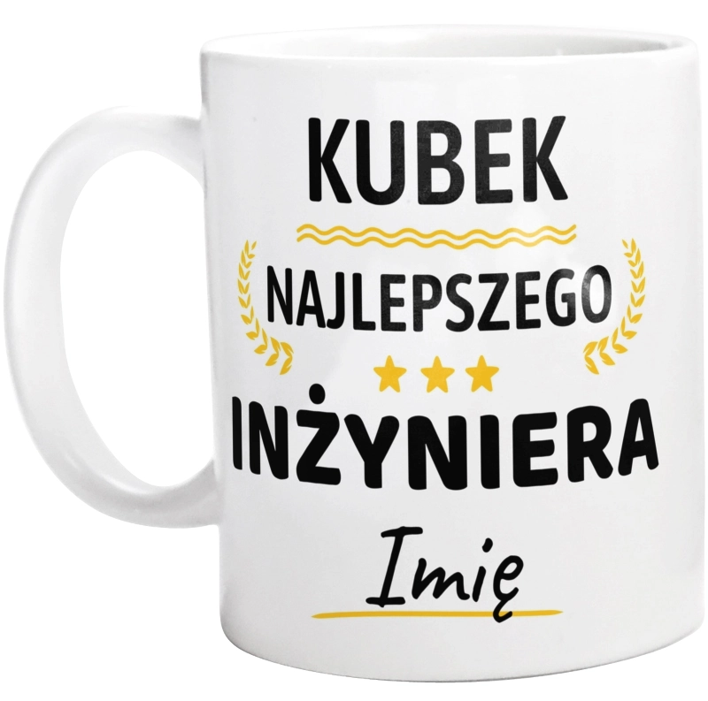 {Modelskind.name_Short} Najlepszego Inżyniera Twoje Imię - Kubek Biały