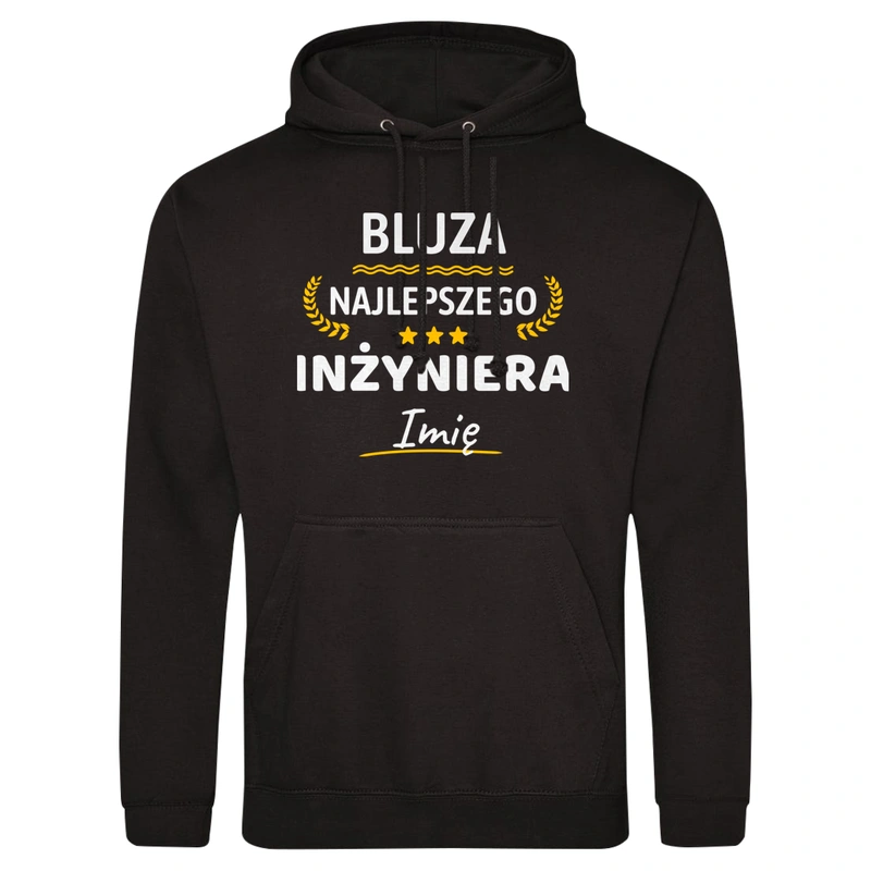 {Modelskind.name_Short} Najlepszego Inżyniera Twoje Imię - Męska Bluza z kapturem Czarna