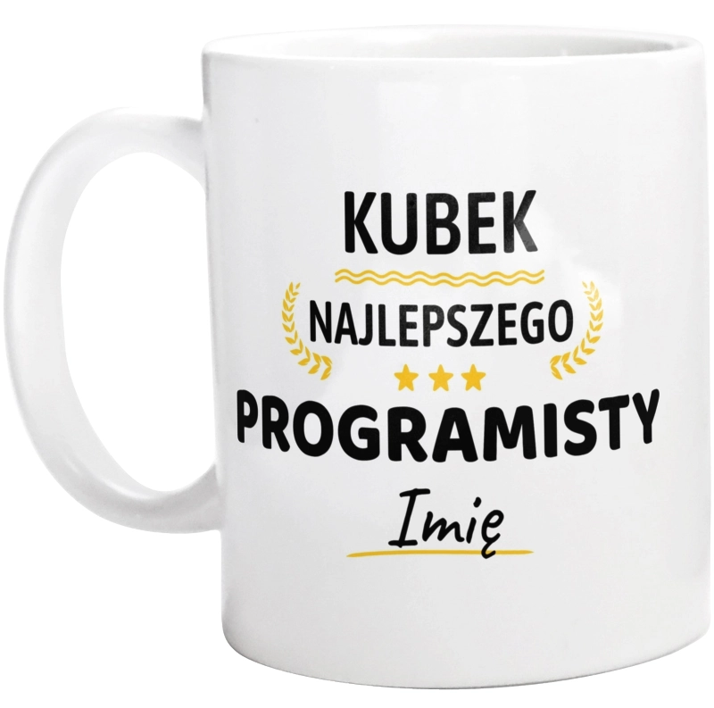 {Modelskind.name_Short} Najlepszego Programisty Twoje Imię - Kubek Biały