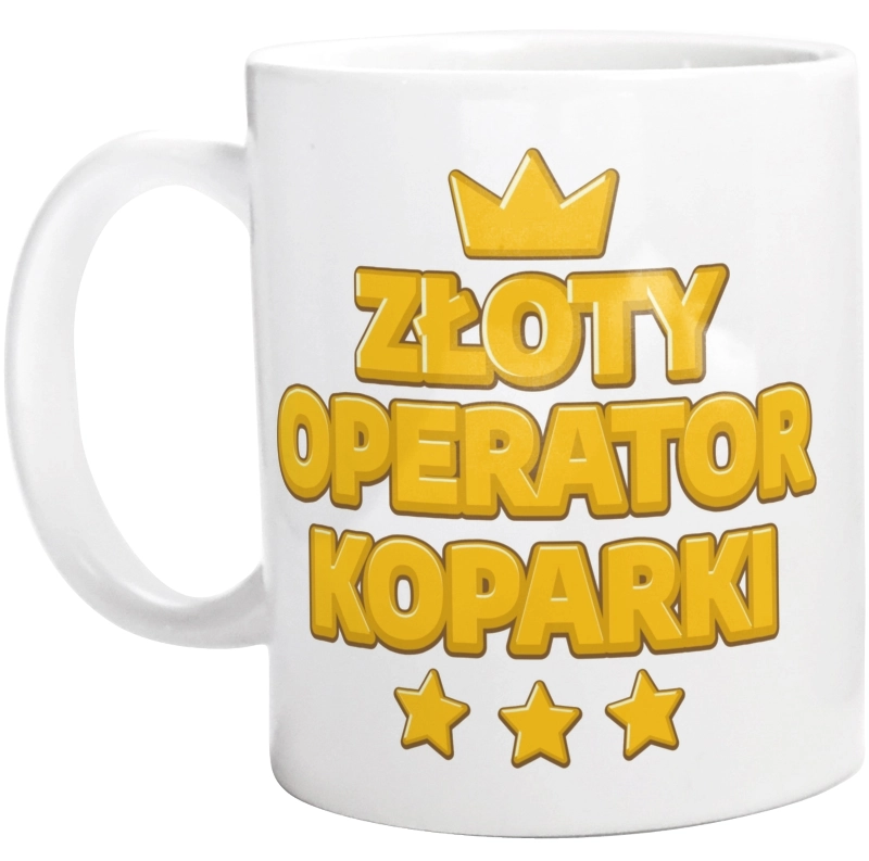 Złoty Operator Koparki - Kubek Biały