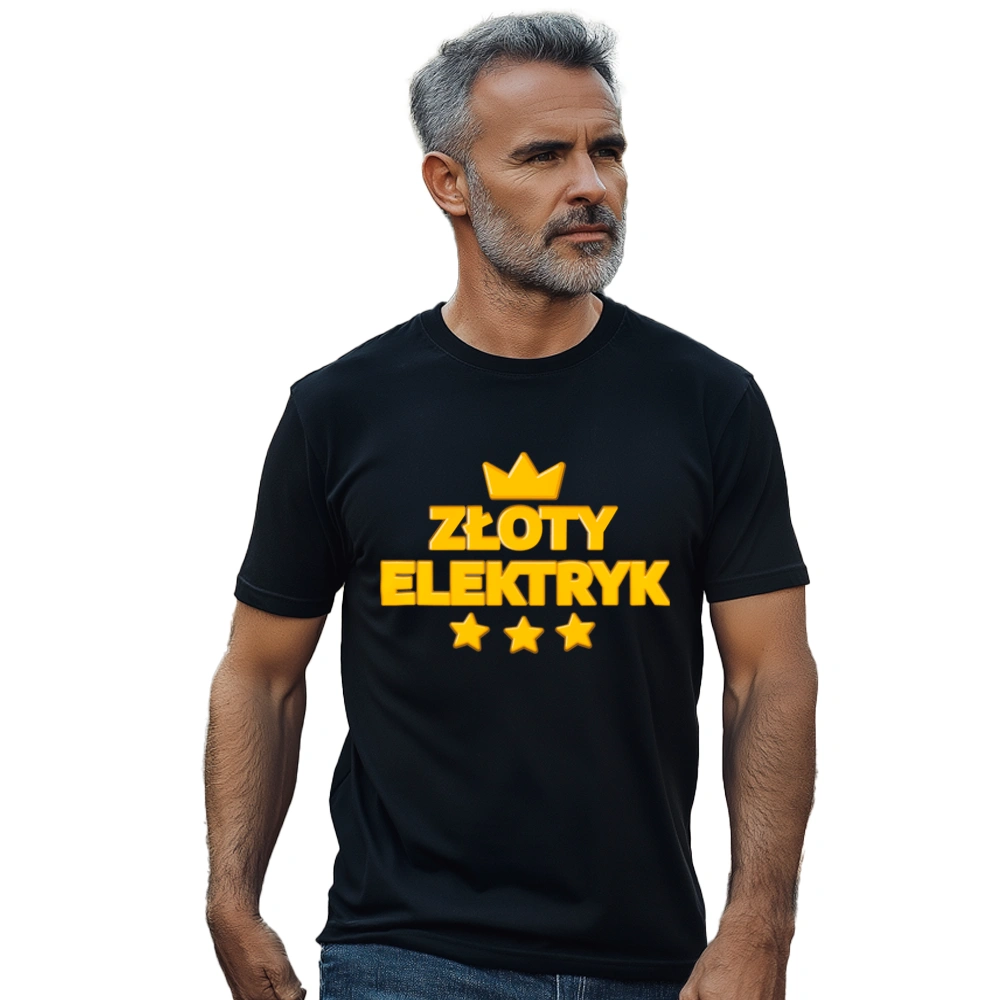 Złoty Elektryk - Męska Koszulka Czarna