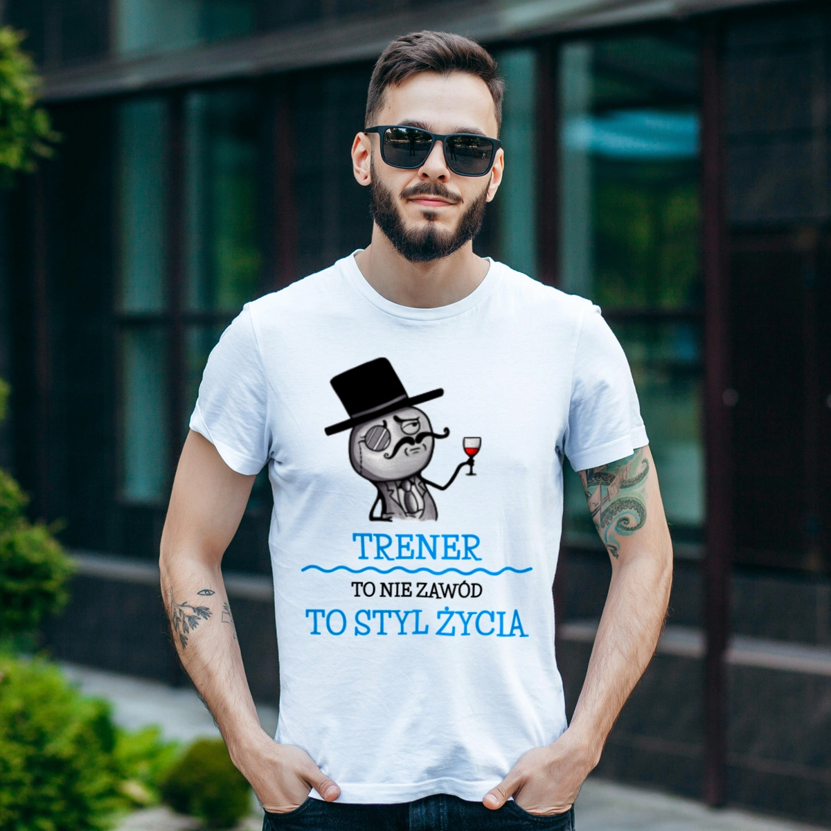 Trener To Nie Zawód, To Styl Życia - Męska Koszulka Biała