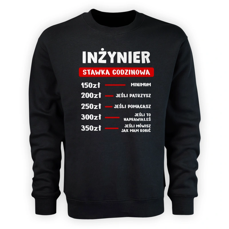 Stawka Godzinowa Inżynier - Męska Bluza Czarna