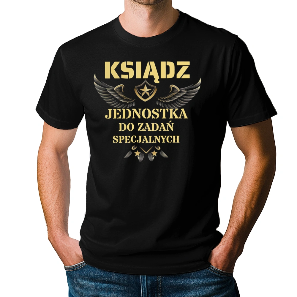 Ksiądz Jednostka Do Zadań Specjalnych - Męska Koszulka Czarna