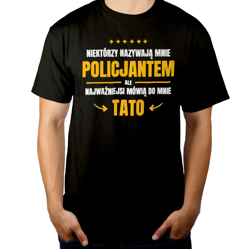 Tata Policjant - Męska Koszulka Czarna