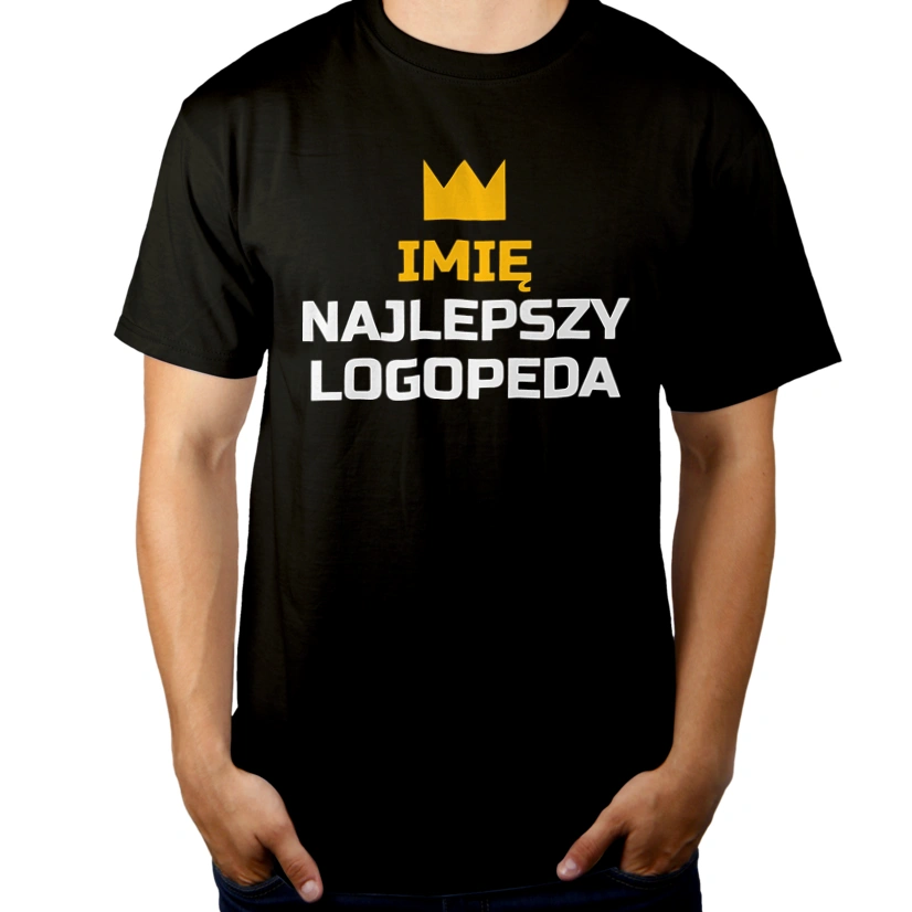 Twoje Imię Najlepszy Logopeda - Męska Koszulka Czarna