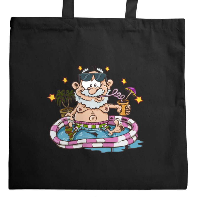 Emeryt Na Wakacjach - Torba Na Zakupy Czarna