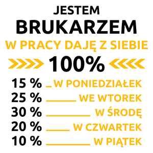 Brukarz W Pracy Daje Z Siebie 100% - Kubek Biały