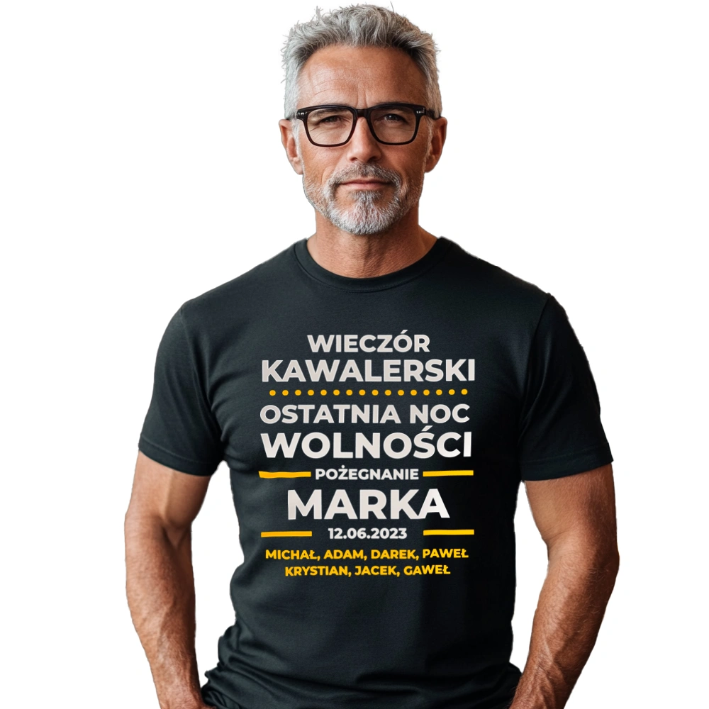 Wieczór Kawalerski Pożegnanie Personalizacja - Męska Koszulka Czarna