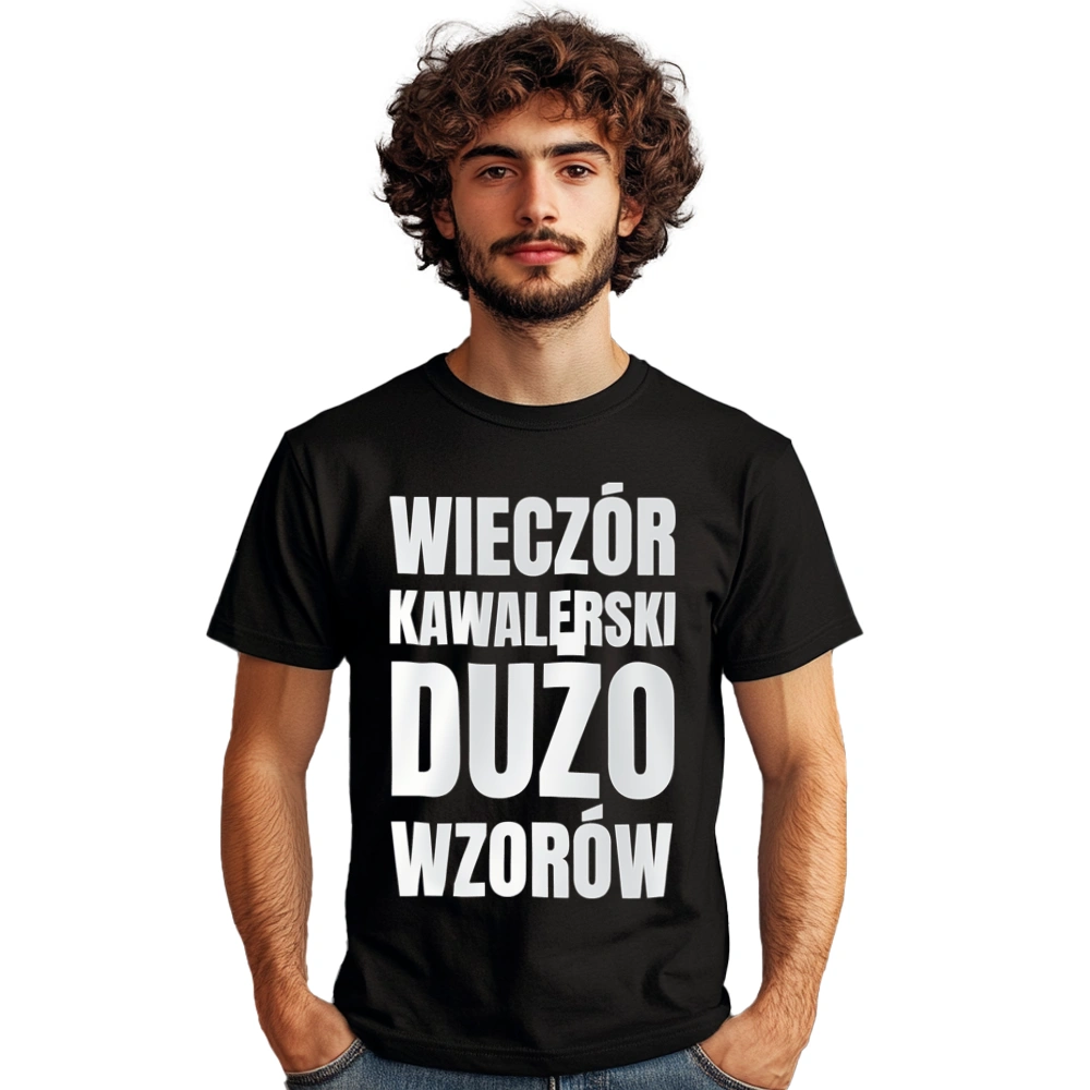 WIECZÓR KAWALERSKI DUŻO WZORÓW - Męska Koszulka Czarna