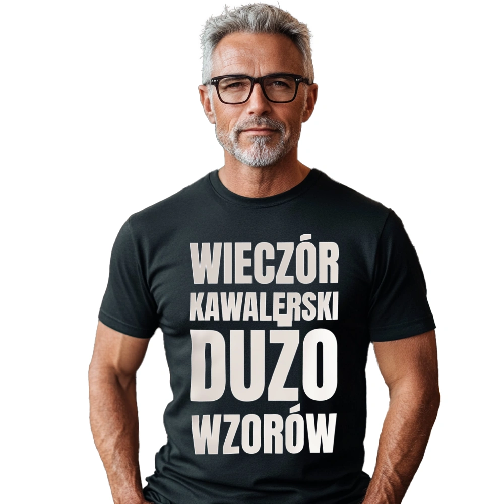 WIECZÓR KAWALERSKI DUŻO WZORÓW - Męska Koszulka Czarna