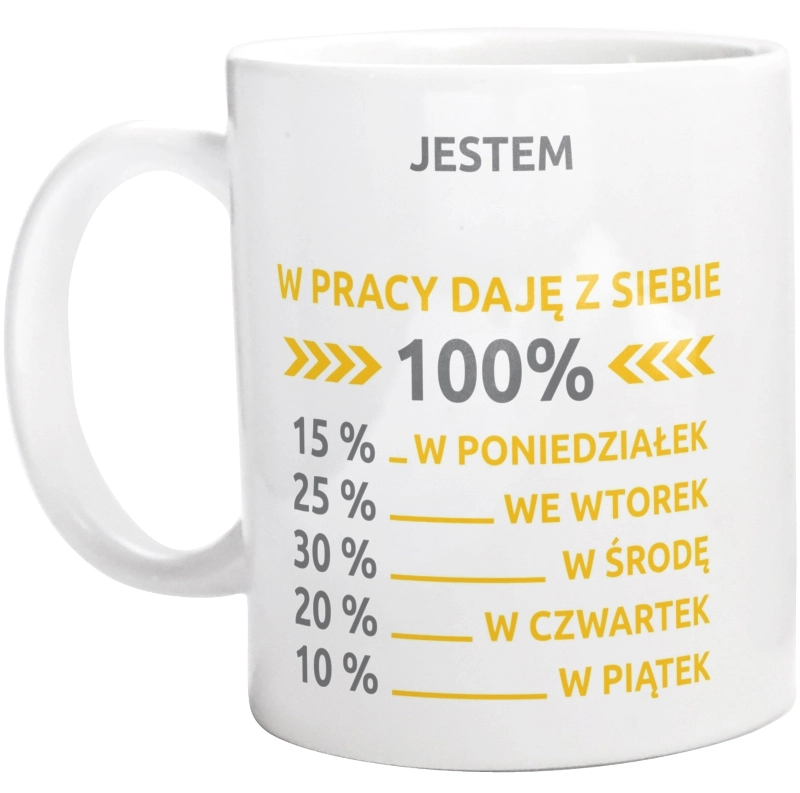 spedytor w pracy daje z siebie 100%  - Kubek Biały