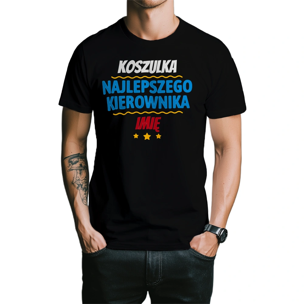  Najlepszego Kierownika Imię Personalizacja - Męska Koszulka Czarna