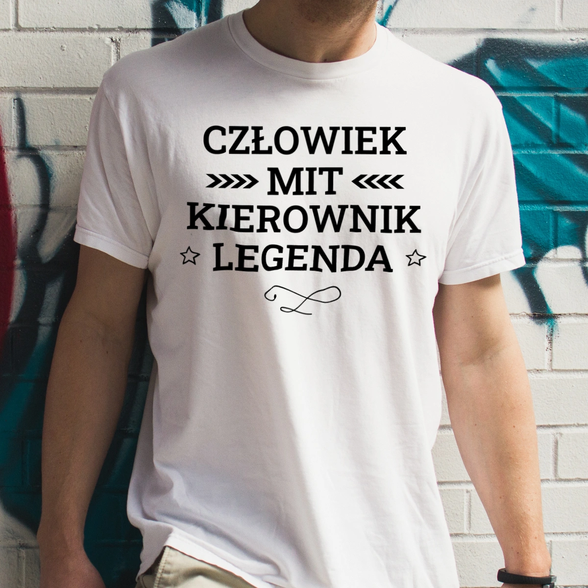 Kierownik Mit Legenda Człowiek - Męska Koszulka Biała