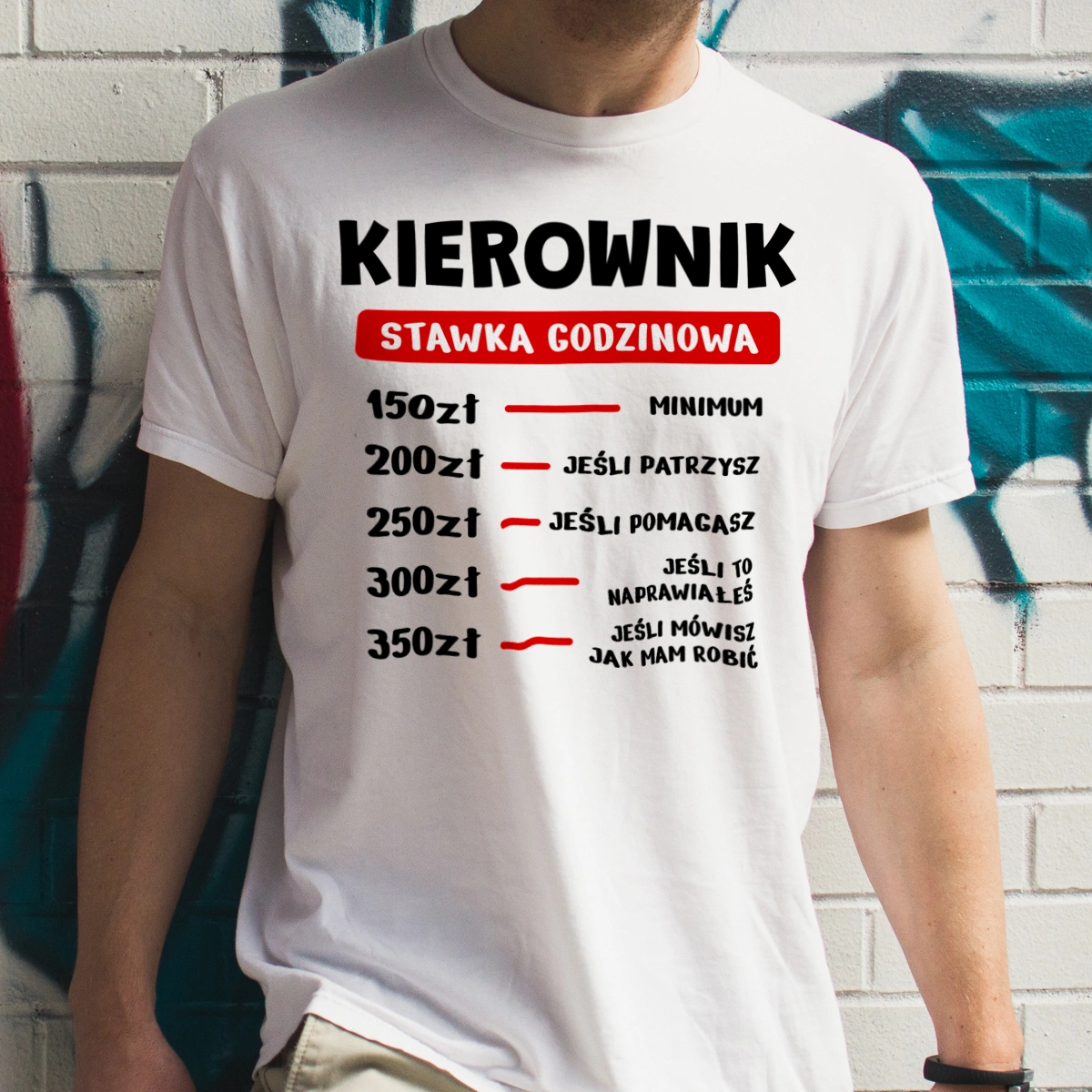 Stawka Godzinowa Kierownik - Męska Koszulka Biała