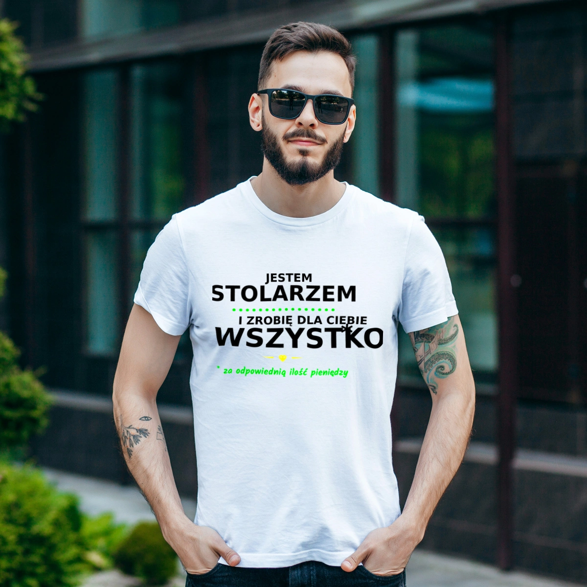 Ten Stolarz Zrobi Dla Ciebie Wszystko - Męska Koszulka Biała