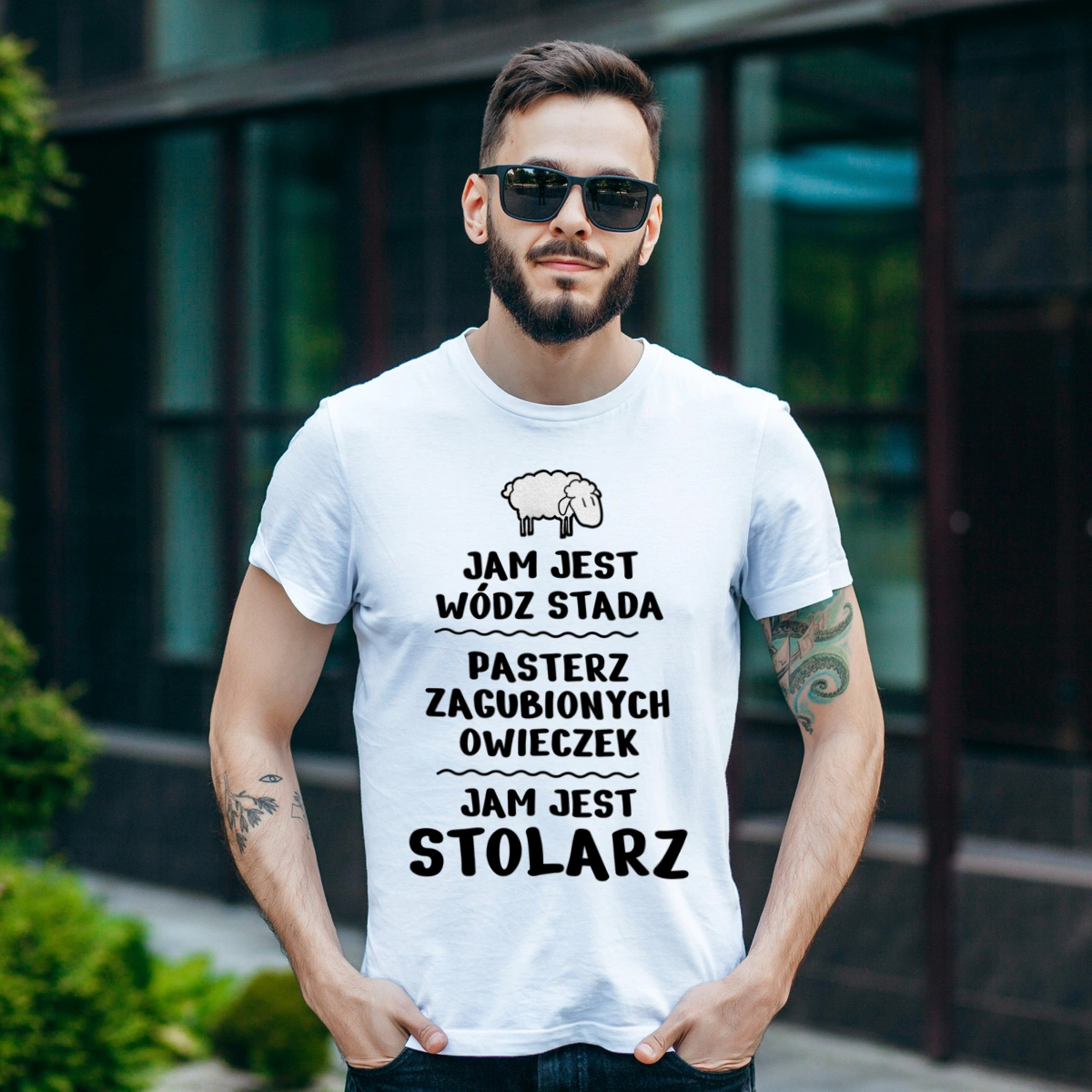 Jam Jest Stolarz Wódz Stada - Męska Koszulka Biała