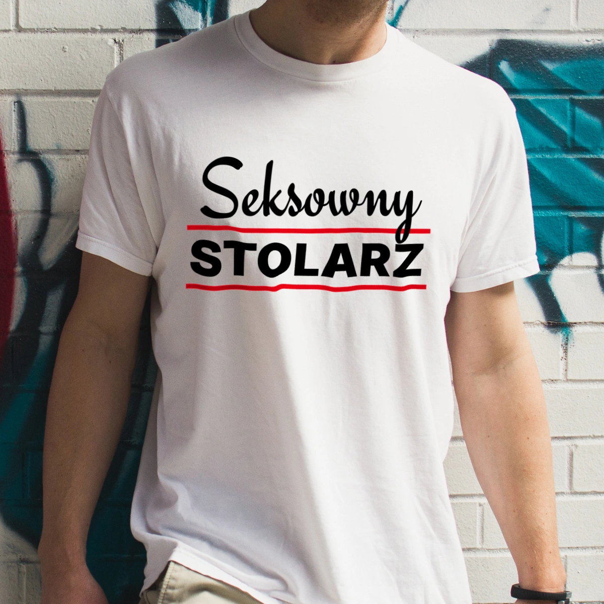 Seksowny Stolarz - Męska Koszulka Biała