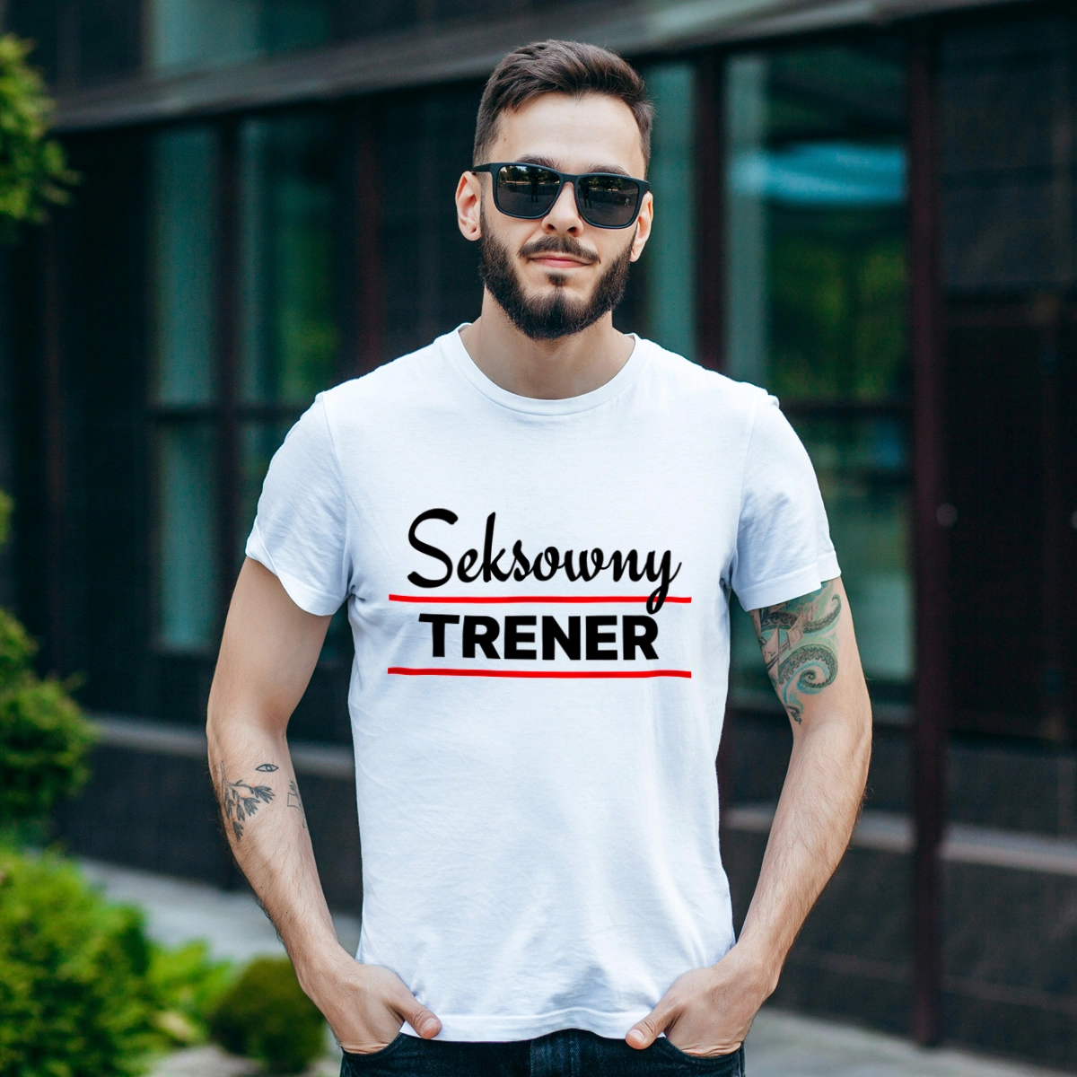 Seksowny Trener - Męska Koszulka Biała