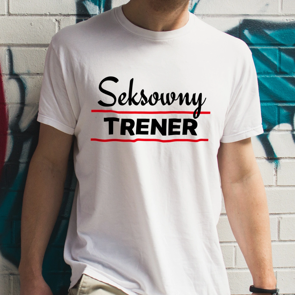 Seksowny Trener - Męska Koszulka Biała