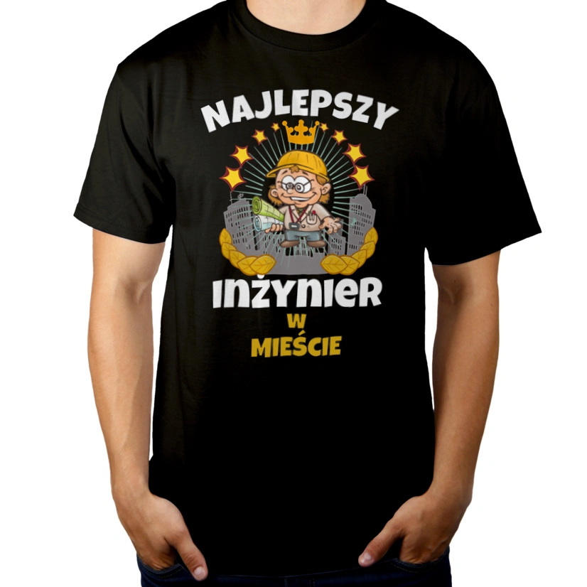 Najlepszy Inżynier W Mieście - Męska Koszulka Czarna