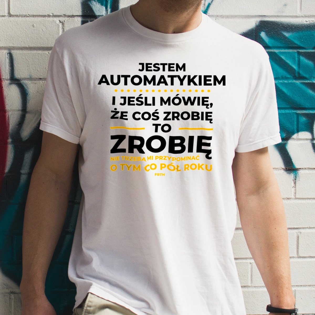 Jeśli Automatyk Mówi Że Zrobi, To Zrobi - Męska Koszulka Biała