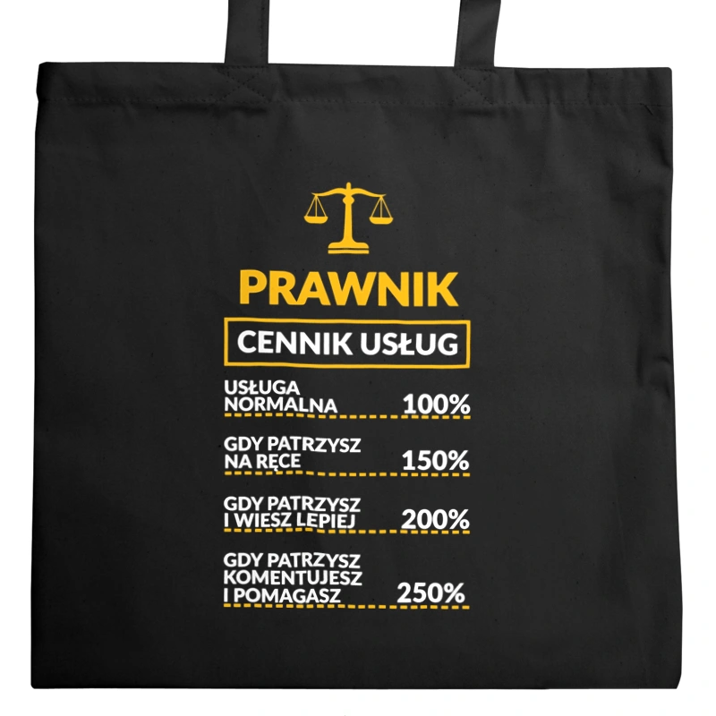 Prawnik - Cennik Usług - Torba Na Zakupy Czarna