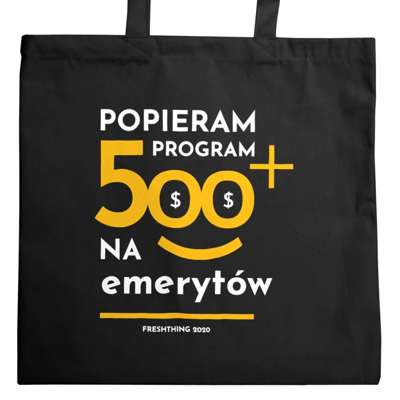 Program 500 Plus Na Emerytów - Torba Na Zakupy Czarna