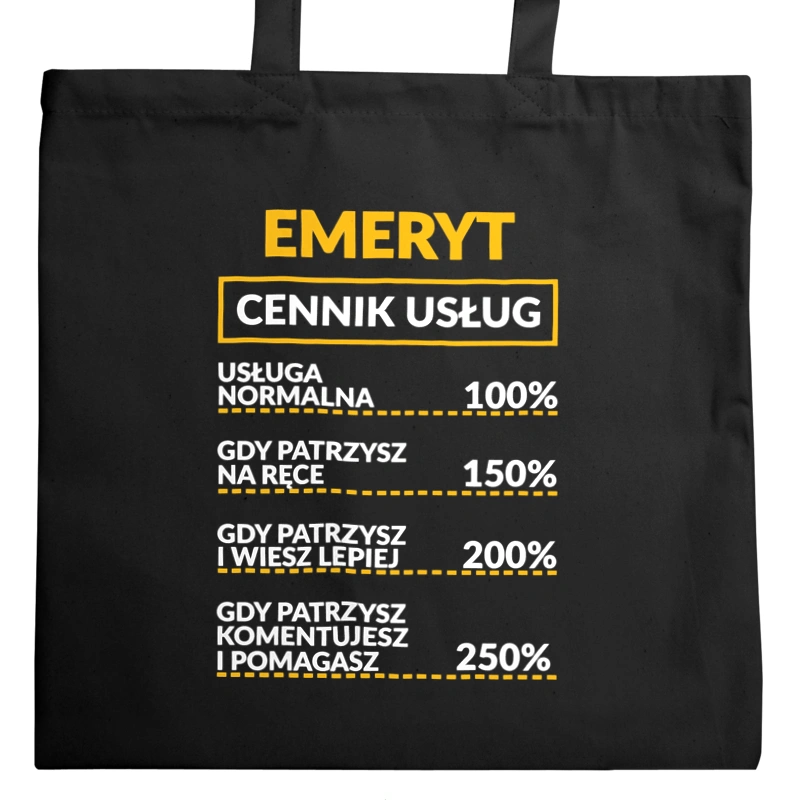 Emeryt - Cennik Usług - Torba Na Zakupy Czarna