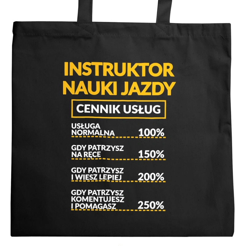 Instruktor Nauki Jazdy - Cennik Usług - Torba Na Zakupy Czarna