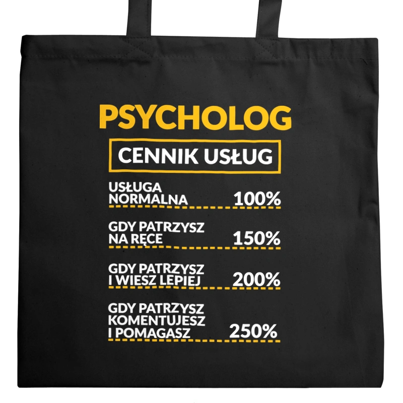 Psycholog - Cennik Usług - Torba Na Zakupy Czarna