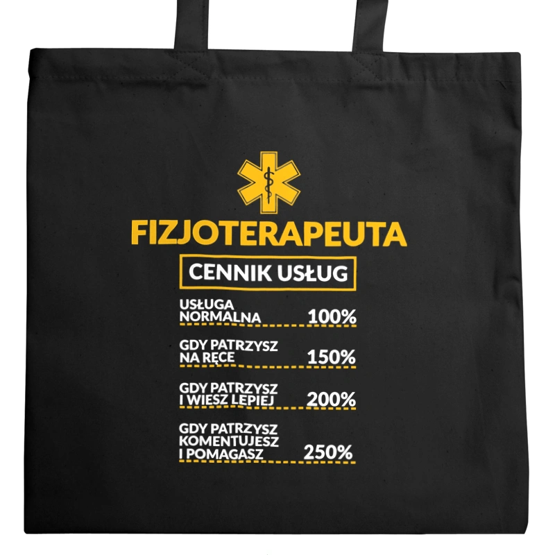 Fizjoterapeuta - Cennik Usług - Torba Na Zakupy Czarna