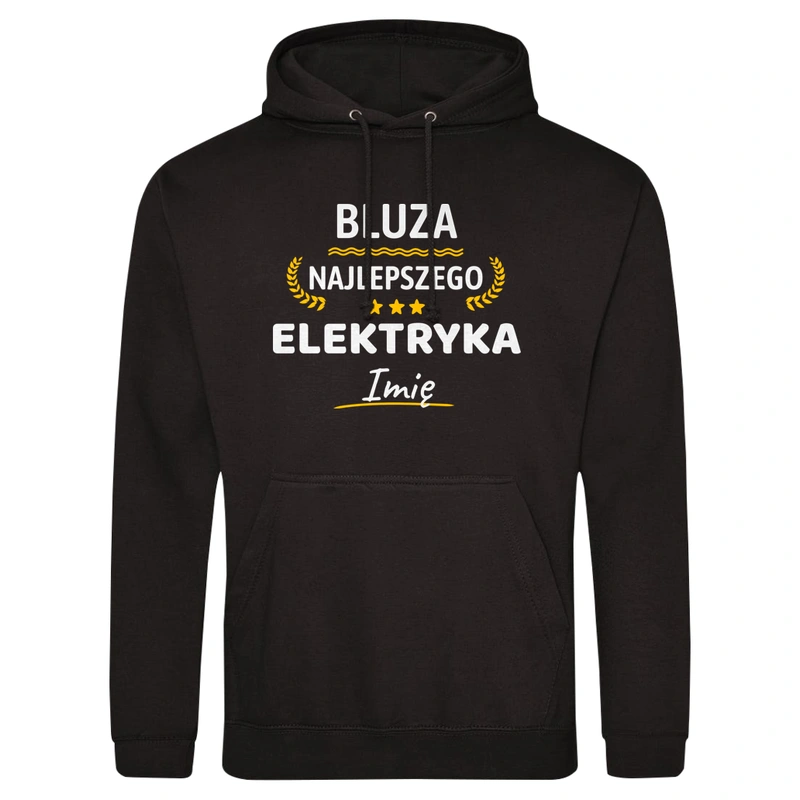 {Modelskind.name_Short} Najlepszego Elektryka Twoje Imię - Męska Bluza z kapturem Czarna